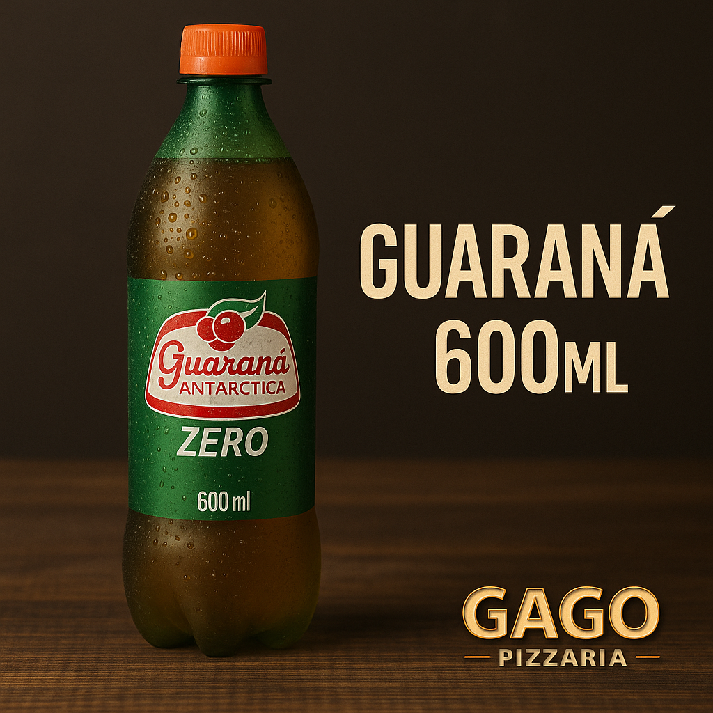 Garrafa de Guaraná Antarctica 600 ml gelada servida na Gago Pizzaria em Osasco SP