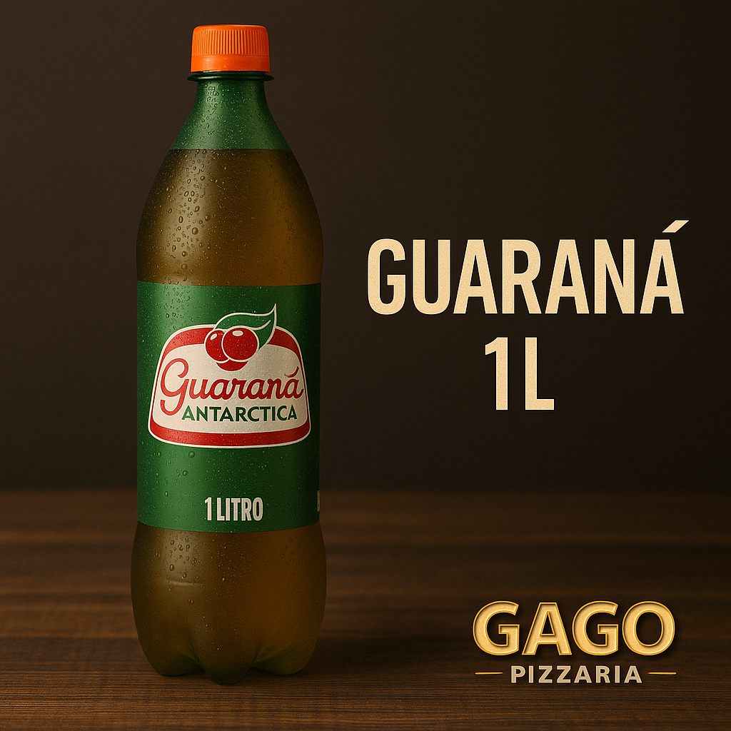 Garrafa de Guaraná Antarctica 1 litro gelada servida na Gago Pizzaria em Osasco SP