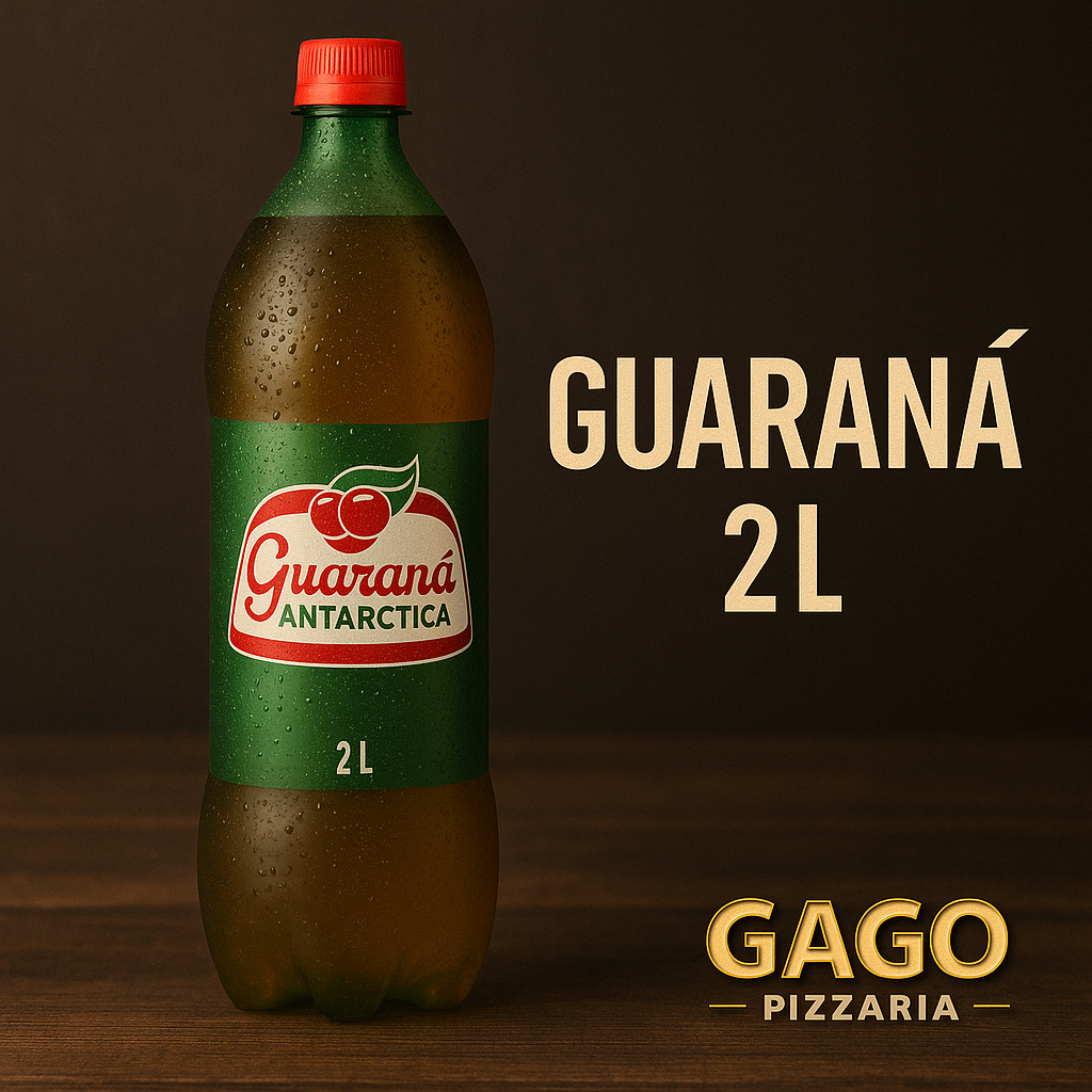 Garrafa de Guaraná Antarctica 2 litros gelada servida na Gago Pizzaria em Osasco SP
