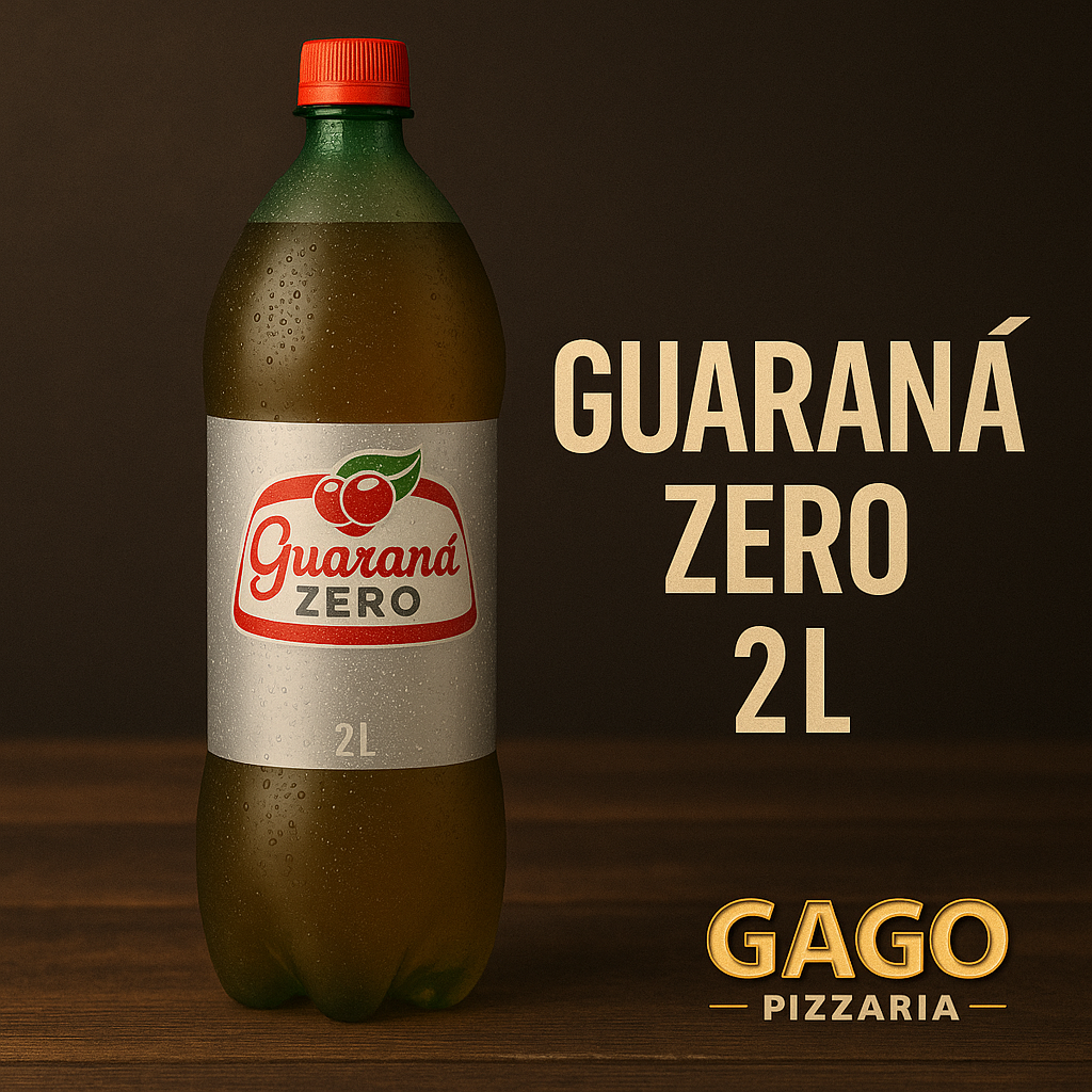 Garrafa de Guaraná Antarctica Zero 2 litros gelada servida na Gago Pizzaria em Osasco SP