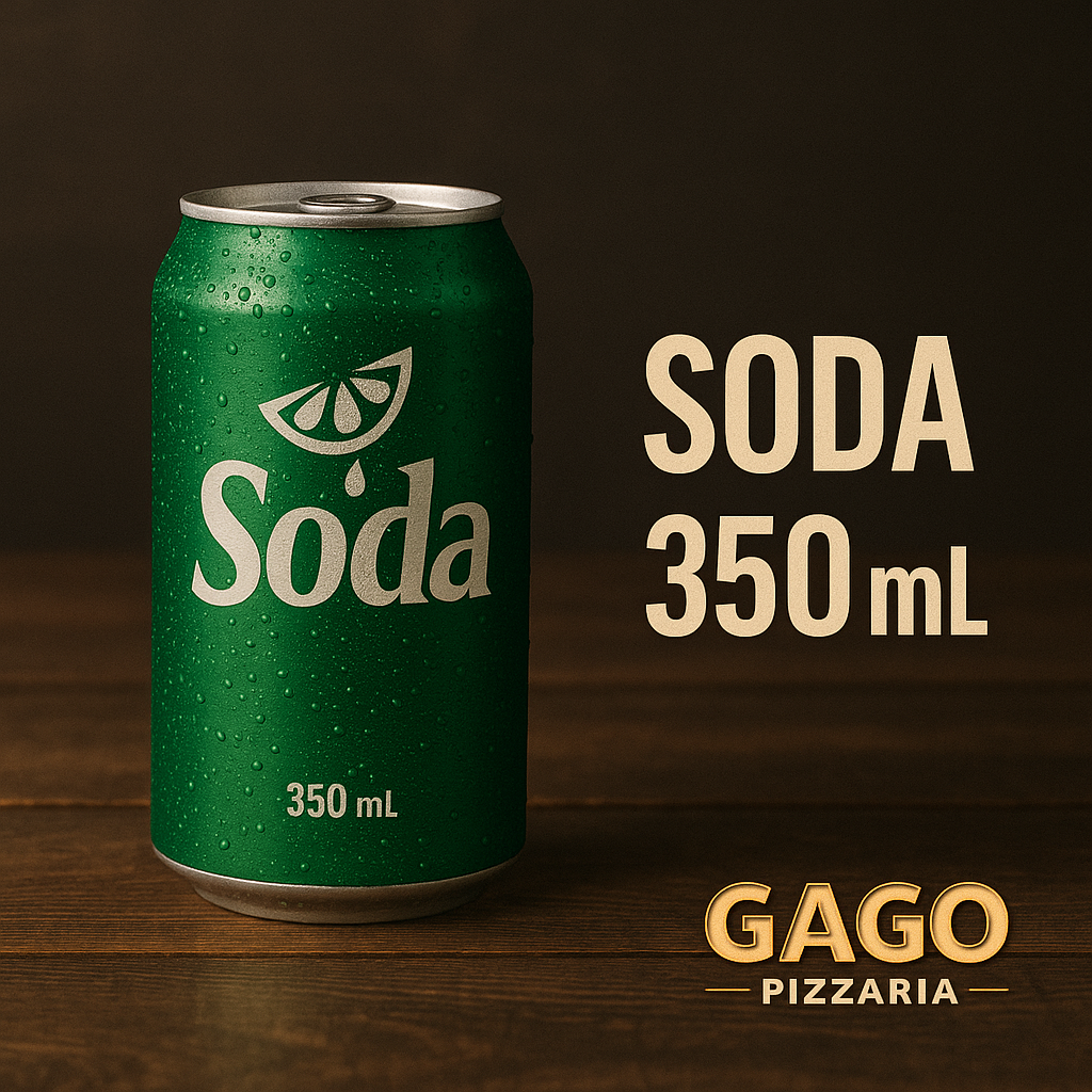 Lata de Soda Limonada 350 ml gelada servida na Gago Pizzaria em Osasco SP