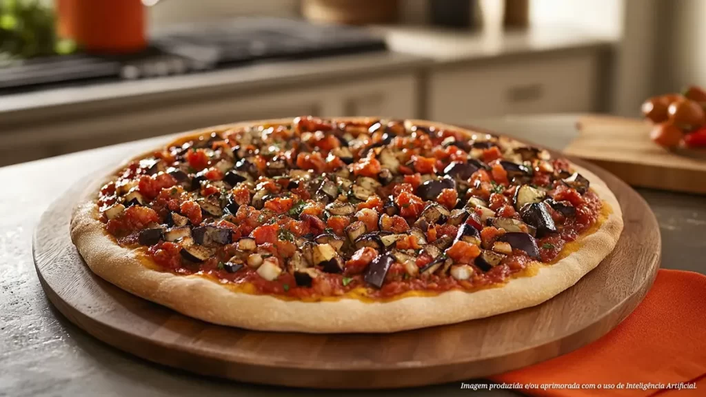 BERINGEL Beringela, mussarela parmesão e alho frito.